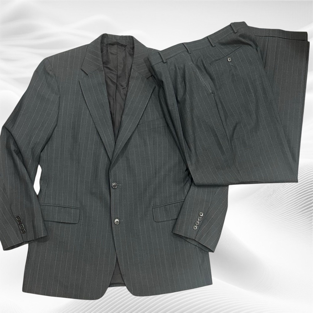 Brooks Brothers 346 Stretch  2 Piece Suit 43L Gray PinStripe Wool 36X30(cuffed)‎